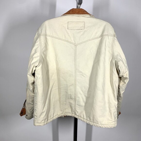 Wrangler Hero Men’s L Sherpa Lined Canvas Khaki Jacket Coat Distressed - Picture 12 of 16